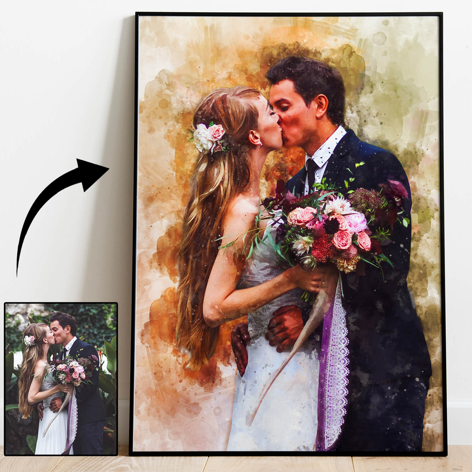 Valentine's Day Personalised Watercolour Portrait