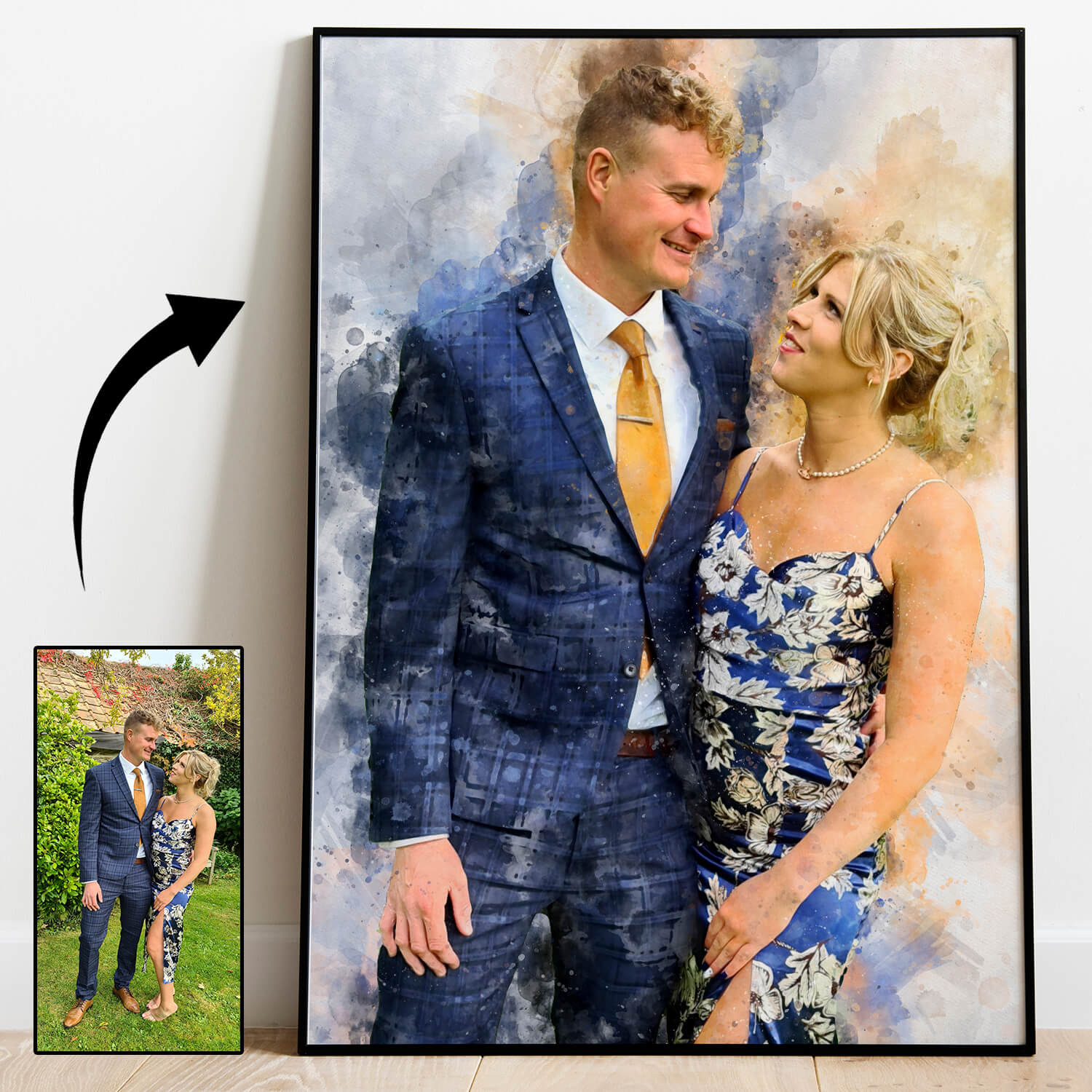 Valentine's Day Personalised Watercolour Portrait