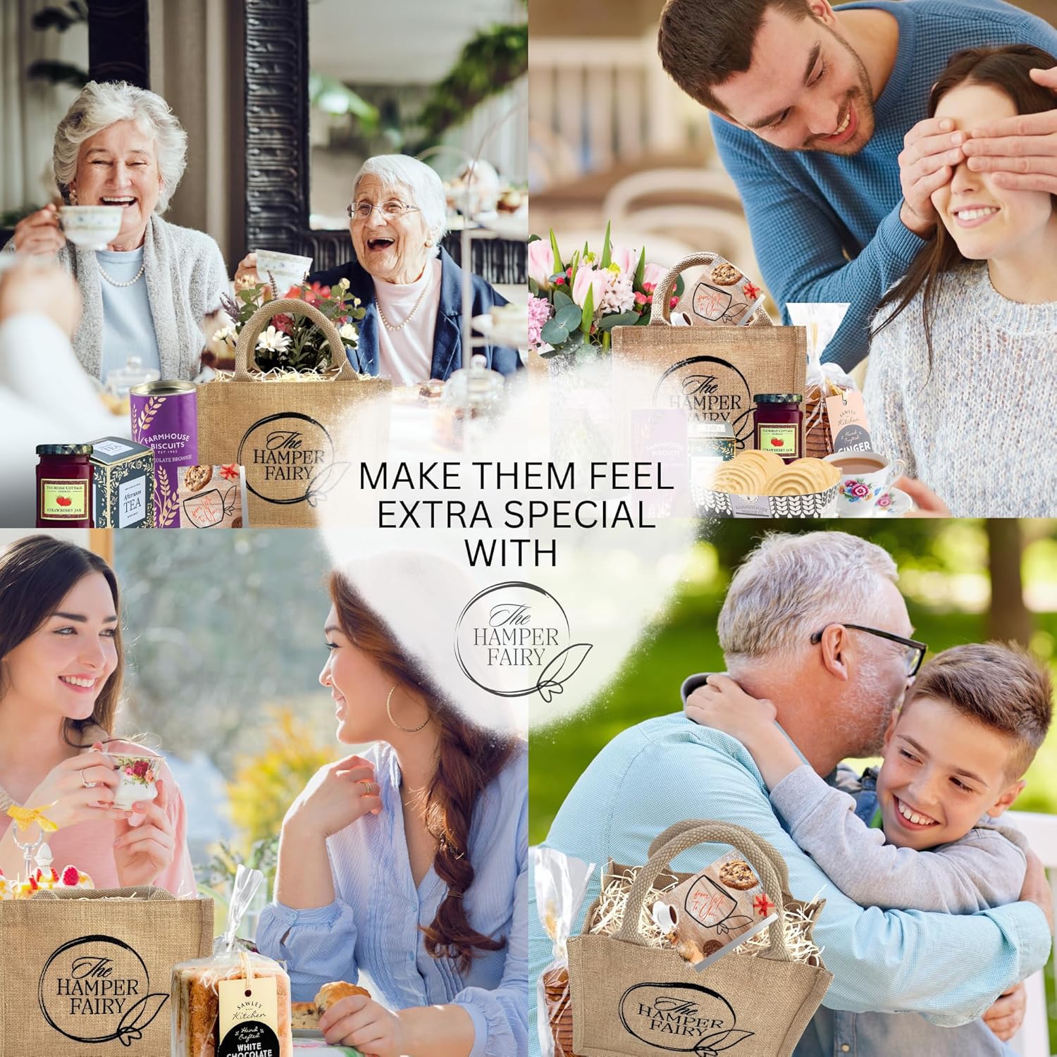 Afternoon Tea Hamper Gift with Biscuits, Cookies, Shortbread, Jam & Tea - For New Home, Birthday, Anniversary, Thank you Hampers, Couple Gifts or any Celebrations by The Hamper Fairy