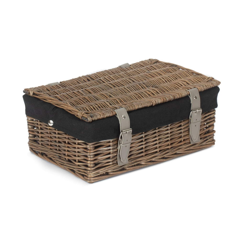 36cm Antique Wash Willow Wicker Picnic Basket
