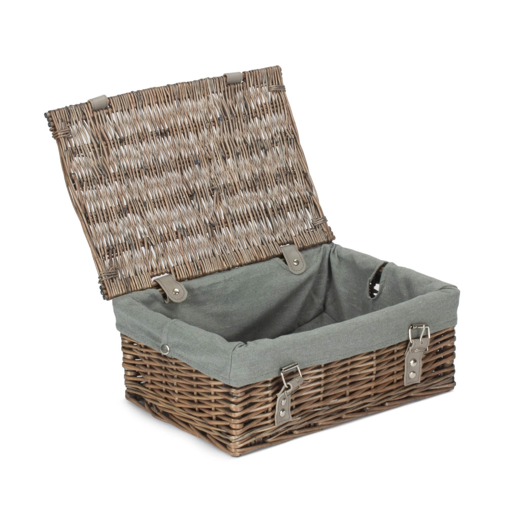 36cm Antique Wash Willow Wicker Picnic Basket