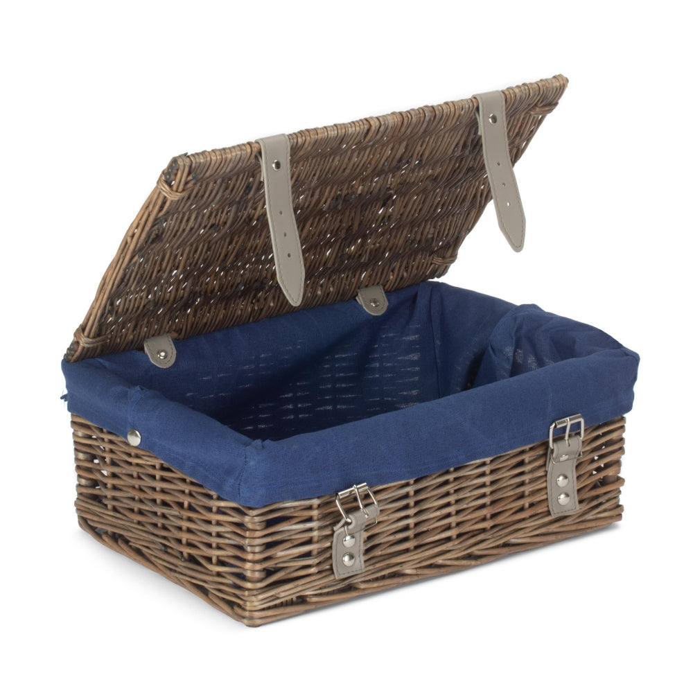 36cm Antique Wash Willow Wicker Picnic Basket