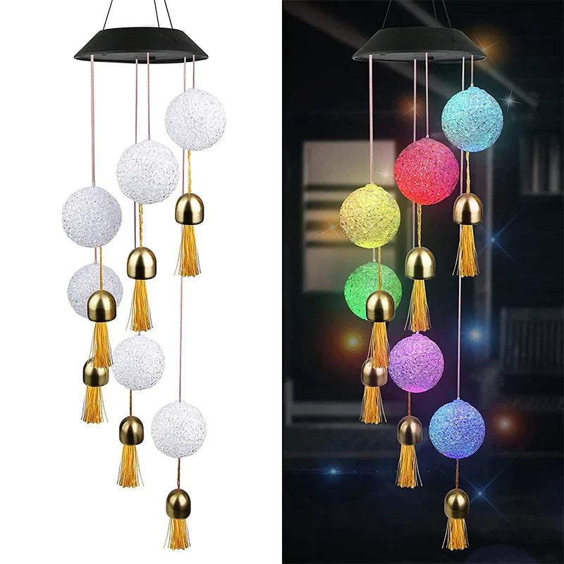 Hummingbird Wind Chime Light Color Changing Waterproof Hanging Solar Light