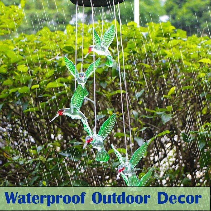 Hummingbird Wind Chime Light Color Changing Waterproof Hanging Solar Light
