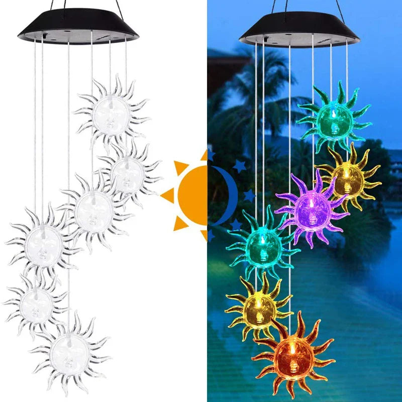 Hummingbird Wind Chime Light Color Changing Waterproof Hanging Solar Light