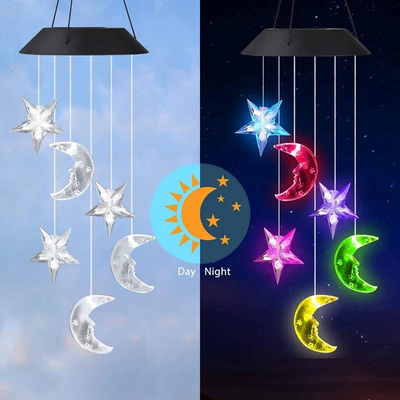 Hummingbird Wind Chime Light Color Changing Waterproof Hanging Solar Light