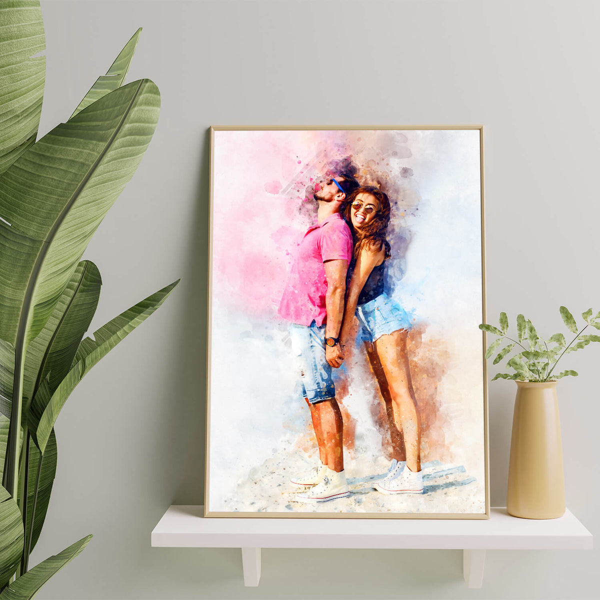 Valentine's Day Personalised Watercolour Portrait