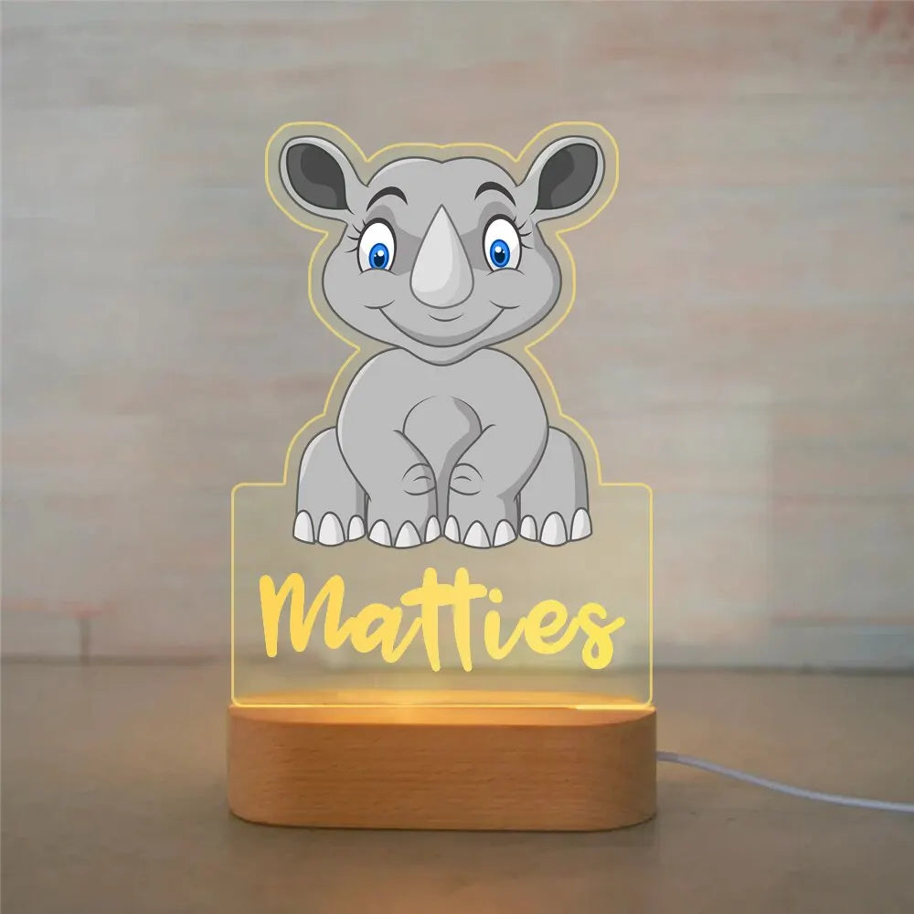 Children Animal Night Light with Custom Name