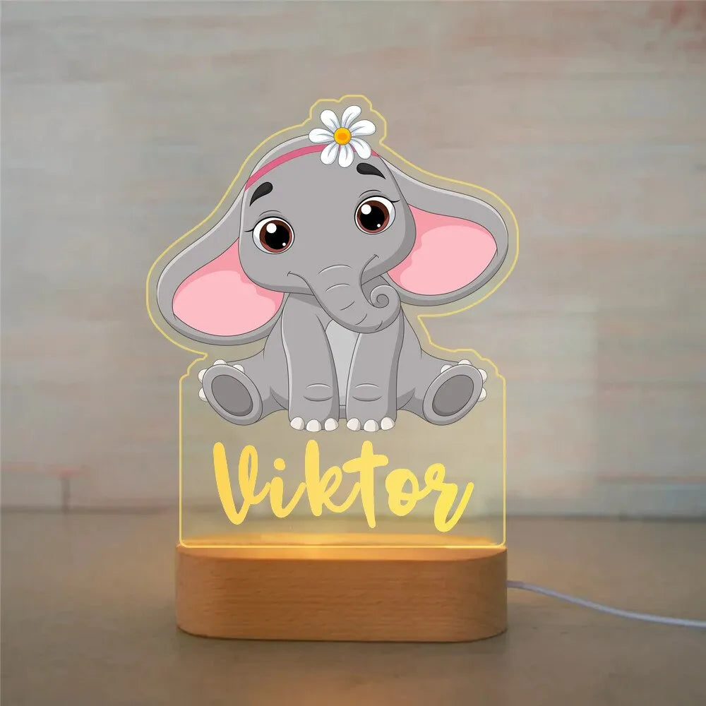 Children Animal Night Light with Custom Name