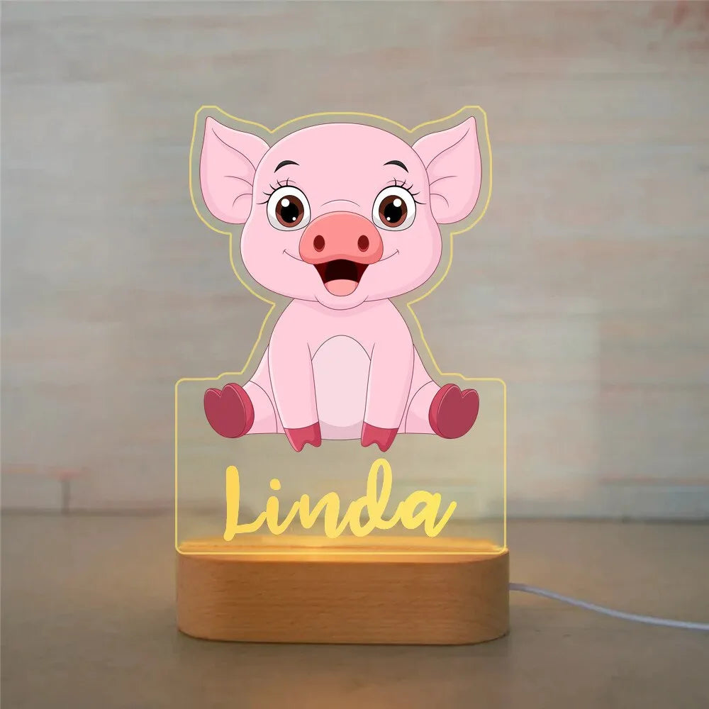 Children Animal Night Light with Custom Name