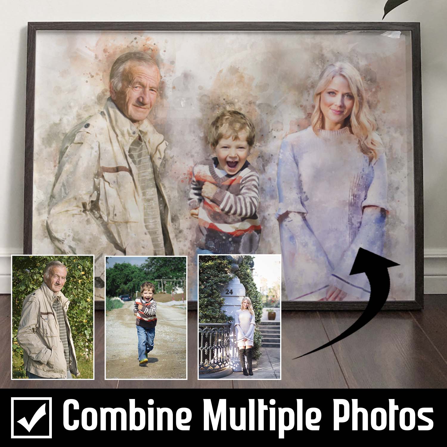 Valentine's Day Personalised Watercolour Portrait