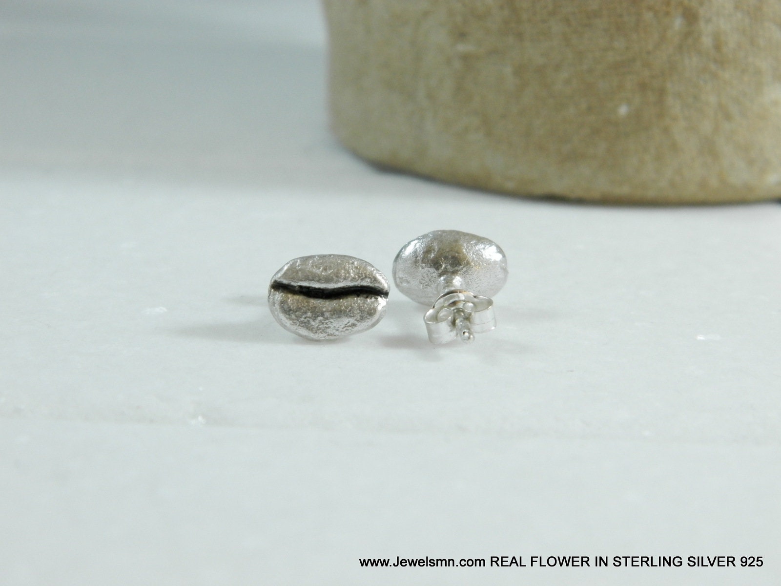 Silver Coffee Earrings, Sterling Silver Jewelry, Minimalist Coffee Bean Earrings, Gift for Her, Birthday Gift for Women, Handmade Jewelry