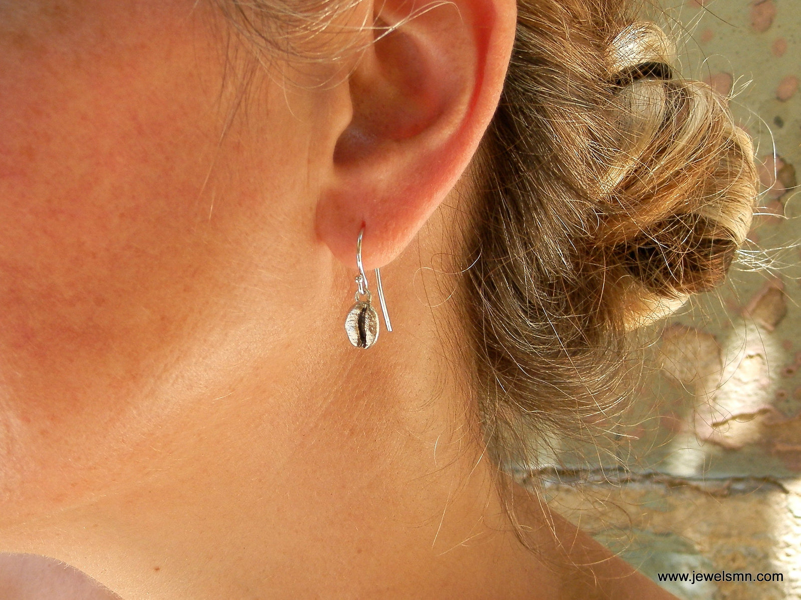 Silver Coffee Earrings, Sterling Silver Jewelry, Minimalist Coffee Bean Earrings, Gift for Her, Birthday Gift for Women, Handmade Jewelry