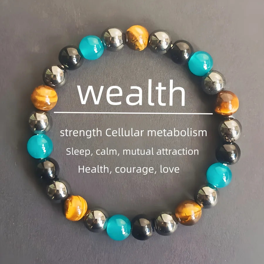 Hot Selling Tiger Eye Apatite Natural Stone Beaded Bracelet Men's Retro Handmade Beaded Jewelry Factory Wholesale