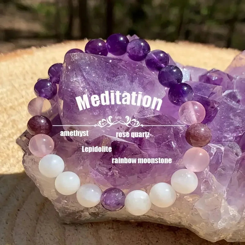 Hot Selling Original Stone Bracelet Women's Natural Stone High-grade Jewelry Amethyst Powder Beaded Bracelet