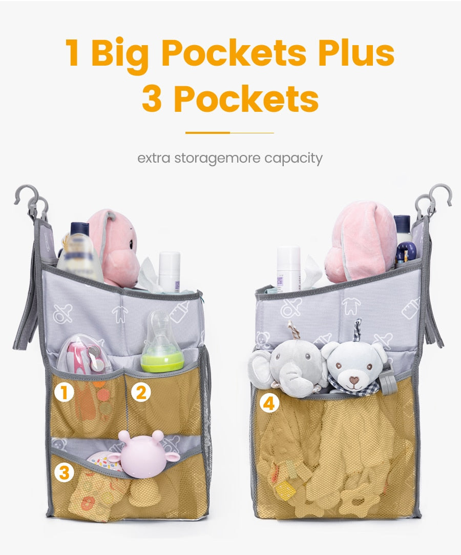 Baby Crib Hanging Storage Bag Portable Diaper Organizer Newborn Bedding Set  Foldable Nappy Bags Newborn Diaper Container